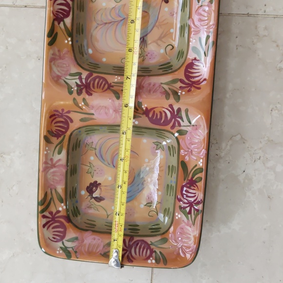 Zrike Danna Cullen Chanticleer 3 Section Serving Tray Rooster NWT - Picture 13 of 16